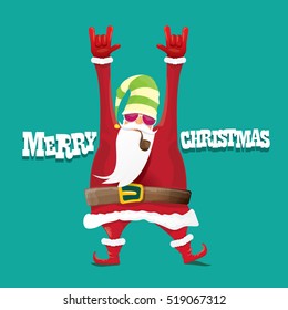 vector rock n roll santa claus with smoking pipe and santa beard. Christmas hipster poster for party or greeting card. vector bad santa xmas poster background
