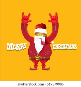 vector rock n roll santa claus with smoking pipe. Christmas hipster poster for party or greeting card. vector bad santa xmas poster background