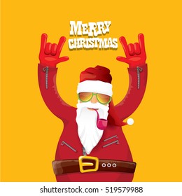 vector rock n roll santa claus with smoking pipe. Christmas hipster poster for party or greeting card. vector bad santa xmas poster background