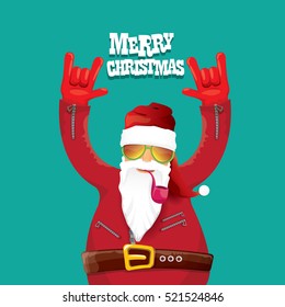 vector rock n roll santa claus with smoking pipe and santa beard. Christmas hipster poster for party or greeting card. vector bad santa xmas poster background