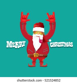 vector rock n roll santa claus with smoking pipe and santa beard. Christmas hipster poster for party or greeting card. vector bad santa xmas poster background