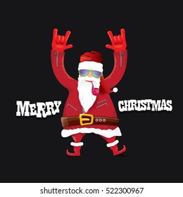 vector rock n roll santa claus with smoking pipe, santa beard and funky santa hat. Christmas hipster poster for party or greeting card. vector bad santa xmas poster background 