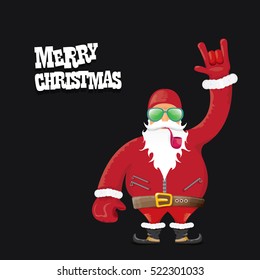 vector rock n roll santa claus with smoking pipe, santa beard and funky santa hat. Christmas hipster poster for party or greeting card. vector bad santa xmas poster background 