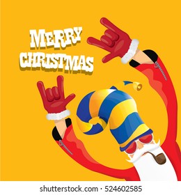 vector rock n roll santa claus with smoking pipe, santa beard and funky santa hat. Christmas hipster poster for party or greeting card. vector bad santa xmas poster background
