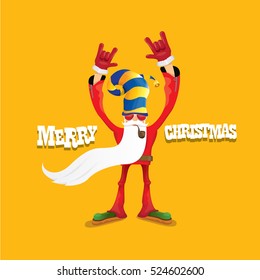 vector rock n roll santa claus with smoking pipe, santa beard and funky santa hat. Christmas hipster poster for party or greeting card. vector bad santa xmas poster background