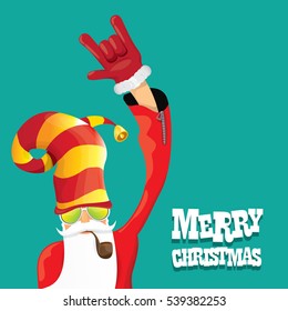vector rock n roll santa claus with smoking pipe, santa beard and funky santa hat. Christmas hipster poster for party or greeting card. vector bad santa xmas poster background