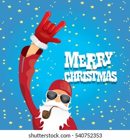 vector rock n roll santa claus with smoking pipe. Christmas hipster poster for party or greeting card. vector bad santa xmas poster background