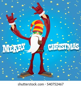 vector rock n roll santa claus with smoking pipe. Christmas hipster poster for party or greeting card. vector bad santa xmas poster background