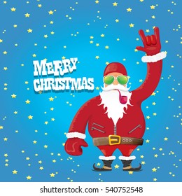 vector rock n roll santa claus with smoking pipe. Christmas hipster poster for party or greeting card. vector bad santa xmas poster background