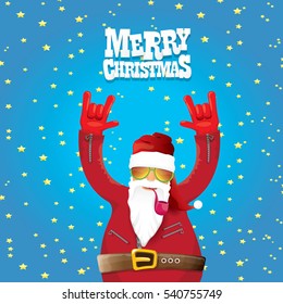 vector rock n roll santa claus with smoking pipe, santa beard and funky santa hat. Christmas hipster poster for party or greeting card. vector bad santa xmas poster background