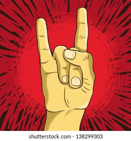 Vector rock n roll symbol - human hand - gesture