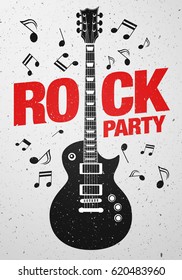 vector rock party flyer design template with guitar