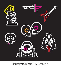 Vector rock and roll stylization icons