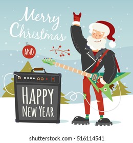 vector rock santa illustration