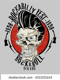 vector rockabilly skull illustration