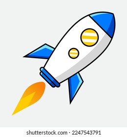 Vector Rocket Blue-White. Suitable for icon, logo, game or others need.