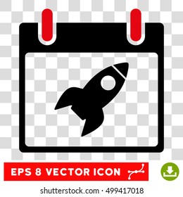 Vector Rocket Calendar Day EPS vector pictogram. Illustration style is flat iconic bicolor intensive red and black symbol on a transparent background.