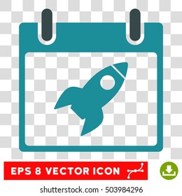 Vector Rocket Calendar Day EPS vector icon. Illustration style is flat iconic bicolor soft blue symbol on a transparent background.