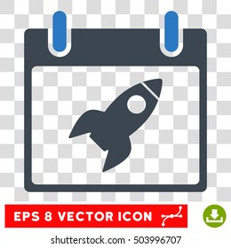 Vector Rocket Calendar Day EPS vector icon. Illustration style is flat iconic bicolor smooth blue symbol on a transparent background.