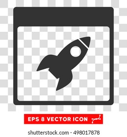Vector Rocket Calendar Page EPS vector pictograph. Illustration style is flat iconic gray symbol on a transparent background.