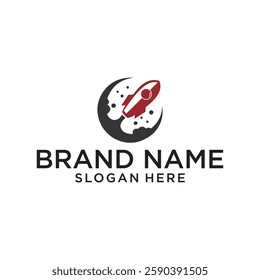 Vector rocket in circle icon concept logo design template illustration eps 10
