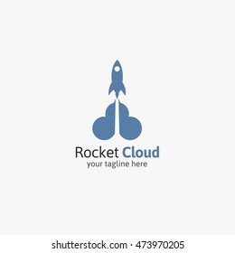 Vector Rocket Cloud Design Logo, elements, icons, symbols, abstract, set, shapes, innovative and creative inspiration for business company, template collection, and marketing promotion with Flat Style