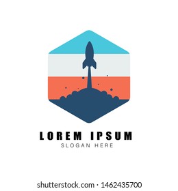 Vector Rocket Design Logo, elements, icons, symbols, abstract, set, shape with Flat Style Design. Vector Illustration