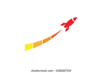Vector Rocket Design Logo, elements, icons, symbols, abstract, shape with Flat Style Design.