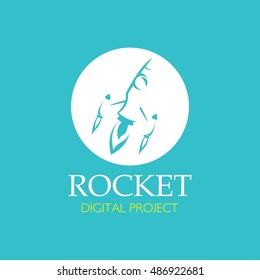 Vector Rocket Design Logo, elements, icons, symbols, abstract, set, shape with Flat Style Design. Vector Illustration