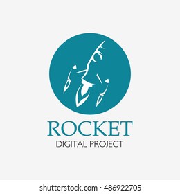 Vector Rocket Design Logo, elements, icons, symbols, abstract, set, shape with Flat Style Design. Vector Illustration