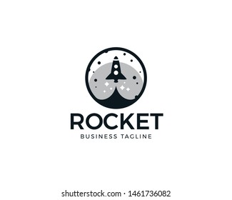 Vector rocket design logo. Rocker or Launch symbol design. Creative rocket circle logo design