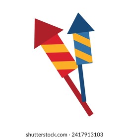 Vektorraketen Feuerwerk Regenbogen Illustration.