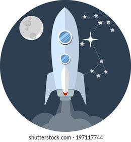 Vector Rocket  Flat Icon 