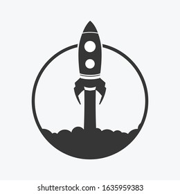 Vector rocket icon isolated on white background. 