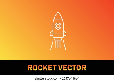 Vector of rocket icon. Isolated on gradient background. Business, multimedia theme.