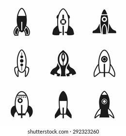 Vector Rocket icon set on white background