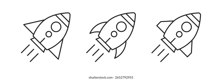 Vector Rocket Icons . rocket sign. Spaceship  icon. flat design, ideal for space, startups, and creative projects. 