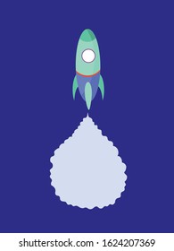 Vector rocket illustration . Hand drawn illustration. Cosmos. Galaxy