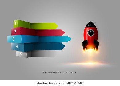 Vector rocket infographic. Template for diagram, graph, presentation