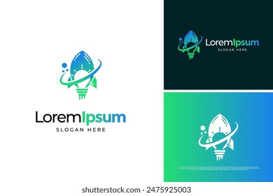 Vector rocket innovation logo design template
