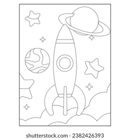 Vector rocket into coloring space adventures