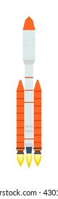 Vector rocket isolated on white and technology ship rocket cartoon design