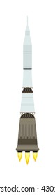 Vector rocket isolated on white and technology ship rocket cartoon design