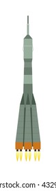 Vector rocket isolated on white and technology ship rocket cartoon design