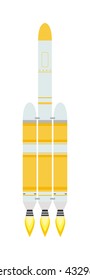 Vector rocket isolated on white and technology ship rocket cartoon design