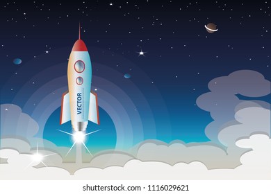 vector the rocket launch from the earth on space background