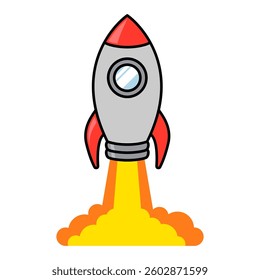 Vector Rocket Launch Flat Design Illustration