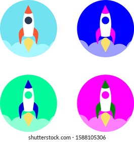 Vector of Rocket launch icon flat for Web, App, and UI.