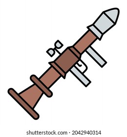 Diseño de iconos de esquema rellenados del lanzador de cohetes vectoriales
