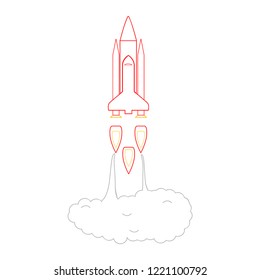 vector a rocket launching into the sky, line art style